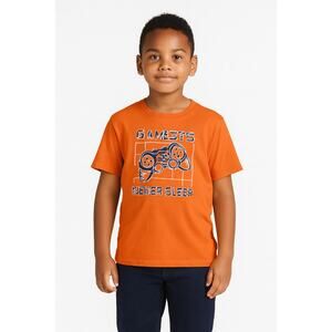Epic Threads Boys Orange Graphic Tee “Gamers Never Sleep” – Size Medium (8)